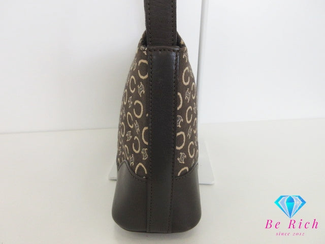 セリーヌ CELINE ショルダーバッグ Cマカダム 馬車 ブラウン 茶 ジャガード キャンバス レザー クロスボディ 肩掛け 斜め掛け 鞄 ヴィンテージ  【中古】【送料無料】 bk10355