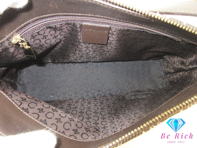 セリーヌ CELINE ショルダーバッグ Cマカダム 馬車 ブラウン 茶 ジャガード キャンバス レザー クロスボディ 肩掛け 斜め掛け 鞄 ヴィンテージ  【中古】【送料無料】 bk10355