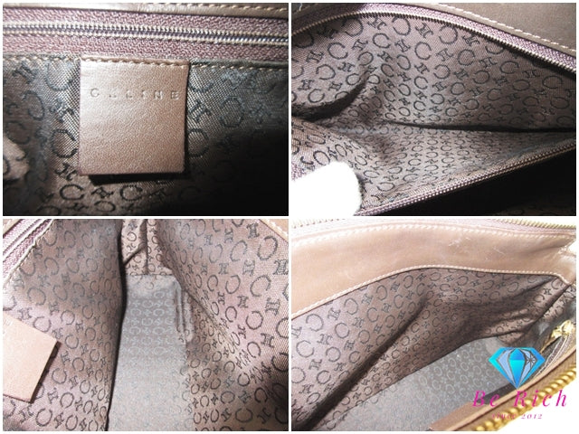 セリーヌ CELINE ショルダーバッグ Cマカダム 馬車 ブラウン 茶 ジャガード キャンバス レザー クロスボディ 肩掛け 斜め掛け 鞄 ヴィンテージ  【中古】【送料無料】 bk10355