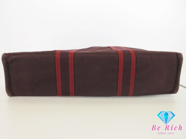 エルメス HERMES フールトゥ MM ブラウン 茶 ボルドー キャンバス トートバッグ ハンドバッグ 手提げ 通学 通勤 鞄  【中古】【送料無料】 bk10360