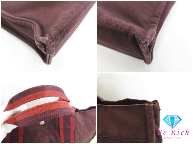 エルメス HERMES フールトゥ MM ブラウン 茶 ボルドー キャンバス トートバッグ ハンドバッグ 手提げ 通学 通勤 鞄  【中古】【送料無料】 bk10360