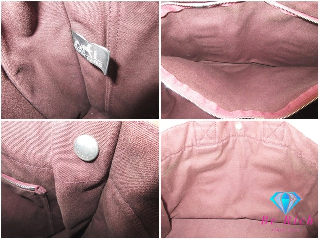 エルメス HERMES フールトゥ MM ブラウン 茶 ボルドー キャンバス トートバッグ ハンドバッグ 手提げ 通学 通勤 鞄  【中古】【送料無料】 bk10360