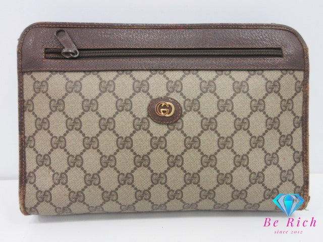 グッチ GUCCI クラッチバッグ 97.01.037  GG スプリーム 茶 ブラウン PVC レザー  セカンドバッグ ビジネスバッグ【中古】【送料無料】 bk10362