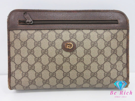 グッチ GUCCI クラッチバッグ 97.01.037  GG スプリーム 茶 ブラウン PVC レザー  セカンドバッグ ビジネスバッグ【中古】【送料無料】 bk10362