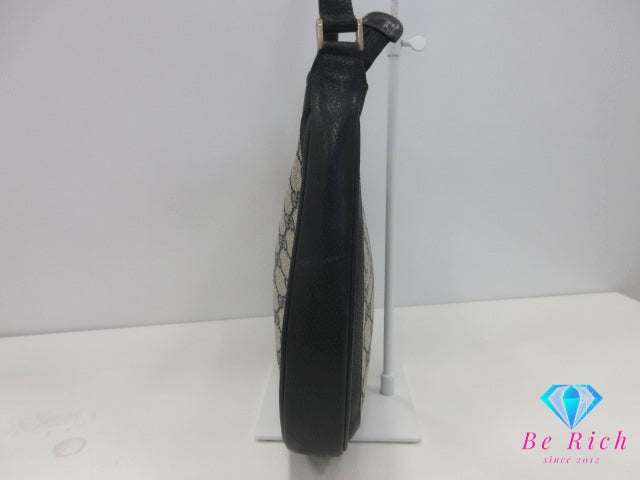 グッチ GUCCI ショルダーバッグ ポシェット 72.02.019 GG プラス シェリー ウェブ  PVC レザー ロゴ ネイビーオールド ヴィンテージ クロスボディ 斜め掛け 鞄 【中古】【送料無料】 bk10365