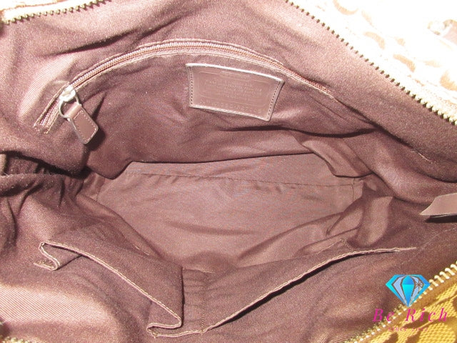 コーチ トートバッグ F27008 シグネチャー 茶 ブラウン レザー キャンバス ショルダーバッグ ハンドバッグ COACH 【中古】【送料無料】 bk10368