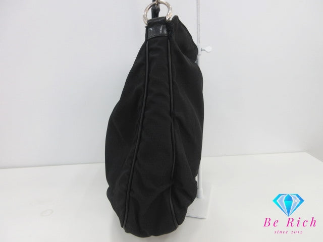 グッチ GUCCI 2way ショルダーバッグ ショルダーなし 001.1577 バンブー ハンドル ブラック 黒 ナイロンキャンバス GG ロゴ ハンドバッグ ホーボー セミ 鞄  【中古】【送料無料】 bk10371