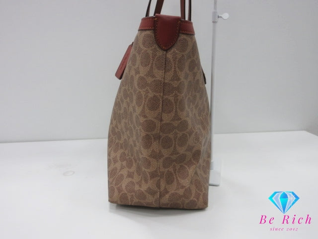 コーチ COACH F36658 シグネチャー セントラル トート ウィズ ジップ 茶 ブラウン ロゴ ショルダーバッグ 手提げ 肩掛け 鞄 【中古】【送料無料】 bk10373