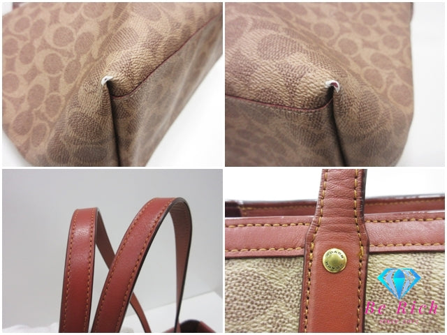 コーチ COACH F36658 シグネチャー セントラル トート ウィズ ジップ 茶 ブラウン ロゴ ショルダーバッグ 手提げ 肩掛け 鞄 【中古】【送料無料】 bk10373