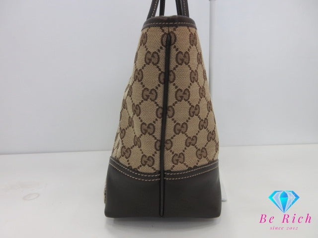 グッチ トートバッグ 169946 GG 茶 ブラウン ベージュ キャンバス レザー ハンドバッグ ショルダーバッグ GUCCI 【中古】【送料無料】 bk10375