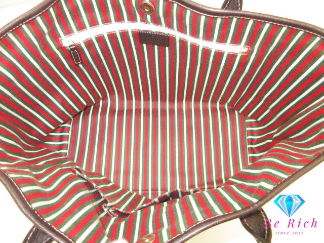 グッチ トートバッグ 169946 GG 茶 ブラウン ベージュ キャンバス レザー ハンドバッグ ショルダーバッグ GUCCI 【中古】【送料無料】 bk10375