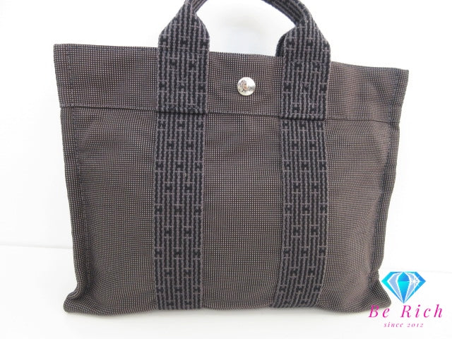 HERMES エルメス トートバッグ エールライン PM 黒 ブラック キャンバス ナイロン ハンドバッグ 鞄 手提げ レディース メンズ 【中古】【送料無料】bk10377