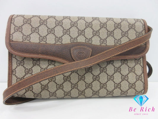 グッチ 2way ショルダーバッグ 004.161.0670 茶 ブラウン GG スプリーム PVC レザー クラッチバッグ セカンドバッグ オールド GUCCI 【中古】【送料無料】 bk10379