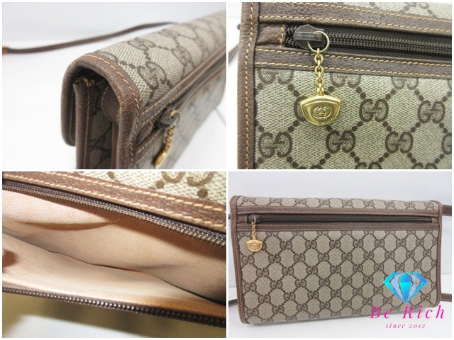 グッチ 2way ショルダーバッグ 004.161.0670 茶 ブラウン GG スプリーム PVC レザー クラッチバッグ セカンドバッグ オールド GUCCI 【中古】【送料無料】 bk10379