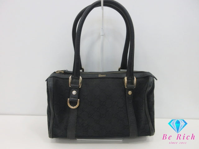グッチ GUCCI ハンドバッグ ミニ ボストンバッグ 130942 黒 ブラック キャンバス レザー GG ロゴ  鞄 【中古】【送料無料】bk10382