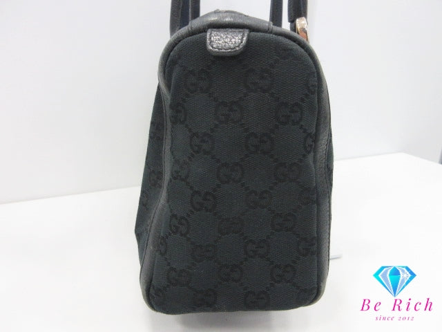 グッチ GUCCI ハンドバッグ ミニ ボストンバッグ 130942 黒 ブラック キャンバス レザー GG ロゴ  鞄 【中古】【送料無料】bk10382