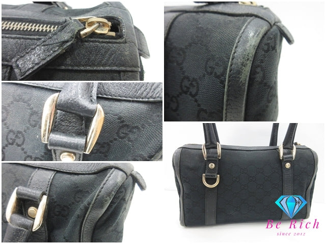 グッチ GUCCI ハンドバッグ ミニ ボストンバッグ 130942 黒 ブラック キャンバス レザー GG ロゴ  鞄 【中古】【送料無料】bk10382