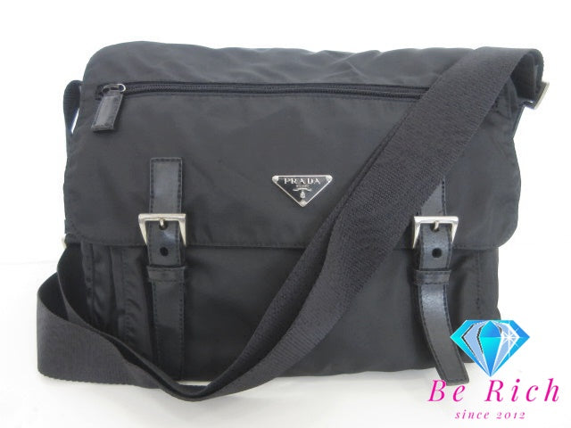 プラダ PRADA ショルダーバッグ BT6671 ブラック 黒 ナイロン ポコノ 三角 プレート ロゴ メッセンジャーバッグ 斜め掛け 肩掛け バッグ 鞄  【中古】【送料無料】 bk10396