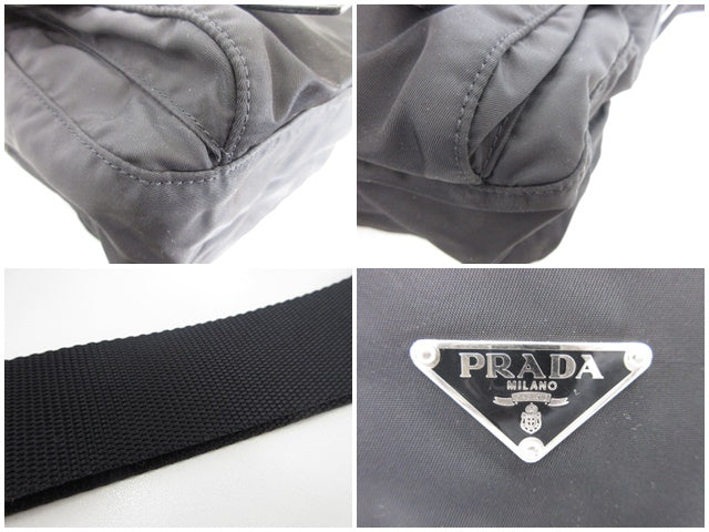 プラダ PRADA ショルダーバッグ BT6671 ブラック 黒 ナイロン ポコノ 三角 プレート ロゴ メッセンジャーバッグ 斜め掛け 肩掛け バッグ 鞄  【中古】【送料無料】 bk10396