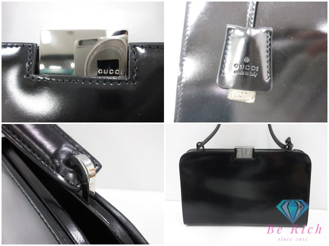 グッチ GUCCI ハンドバッグ ショルダーバッグ 001.4207 黒 ブラック レザー ロゴ 手提げ 肩掛け 鞄  【中古】【送料無料】 bk10402