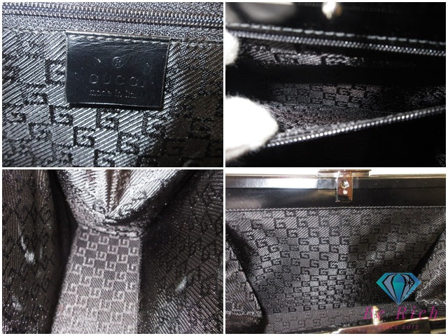 グッチ GUCCI ハンドバッグ ショルダーバッグ 001.4207 黒 ブラック レザー ロゴ 手提げ 肩掛け 鞄  【中古】【送料無料】 bk10402