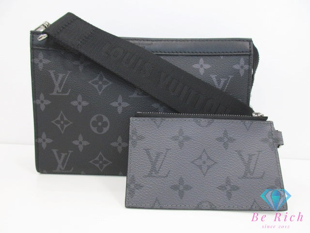 美品 ルイ ヴィトン LOUIS VUITTON モノグラム エクリプス ガストン・ウェアラブルウォレット ショルダーバッグ M81124 グレー ブラック 黒 PVC レザー LV ロゴ【中古】【送料無料】 bk10403