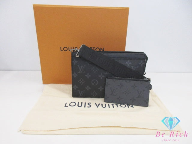 美品 ルイ ヴィトン LOUIS VUITTON モノグラム エクリプス ガストン・ウェアラブルウォレット ショルダーバッグ M81124 グレー ブラック 黒 PVC レザー LV ロゴ【中古】【送料無料】 bk10403
