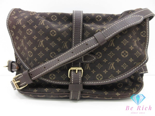 ルイ ヴィトン LOUIS VUITTON ショルダーバッグ モノグラム ミニ ラン ソミュール M95227 エベヌ ロゴ ダブル フラップ 肩掛け 斜め掛け 鞄 【中古】【送料無料】 bk10414