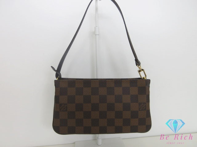 ルイ ヴィトン LOUIS VUITTON アクセサリーポーチ ショルダーバッグ ナヴォナ N51983 ダミエ エベヌ 茶 ブラウン PVC レザー ポーチ ハンドバッグ 【中古】【送料無料】 bk10419