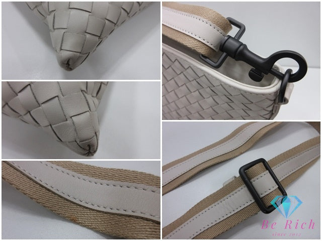 ボッテガ ヴェネタ BOTTEGA VENETA  イントレチャート ショルダーバッグ アイボリー ベージュ レザー ロゴ 鞄 メッセンジャーバッグ 【中古】【送料無料】 bk10438