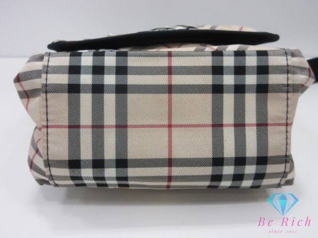 バーバリー BURBERRY ブルーレーベル ミニ ショルダーバッグ ブラック アイボリー チェック ナイロン レザー ロゴ 斜め掛け 鞄 【中古】【送料無料】 bk10442