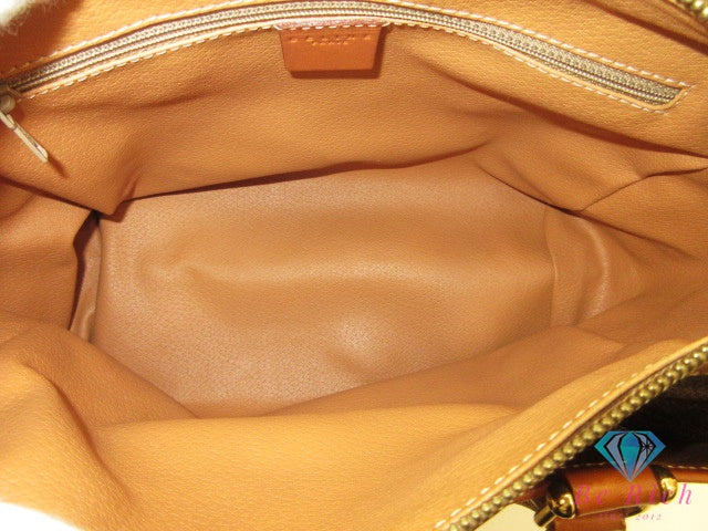 セリーヌ CELINE ミニ ボストンバッグ ハンドバッグ マカダム PVC レザー ブラウン 茶 ブラゾン ロゴ 手提げ 旅行 鞄 【中古】【送料無料】 bk10444