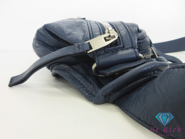 バレンシアガ BALENCIAGA クラシック ボディバッグ BB 502013 紺 ネイビー レザー ロゴ クロスボディ 鞄 レディース メンズ【中古】【送料無料】bk10448