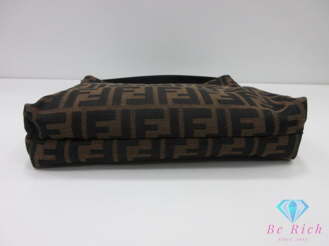 フェンディ FENDI  ワンショルダーバッグ ハンドバッグ ズッカ 茶 ブラウン キャンバス レザー ロゴ セミショルダー 鞄  【中古】【送料無料】bk10451