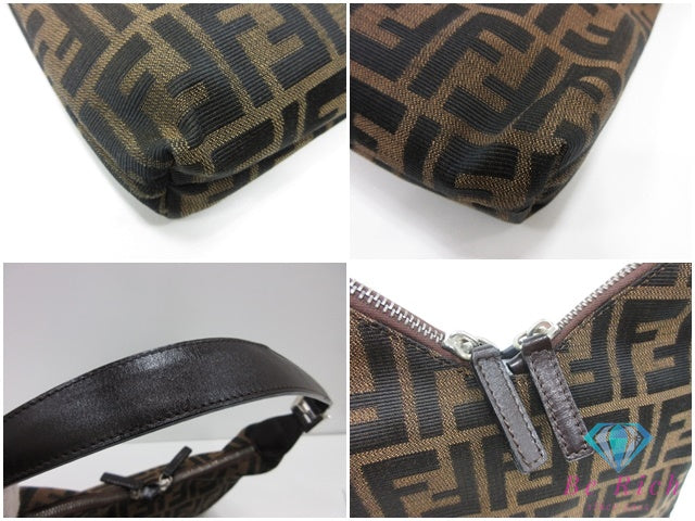 フェンディ FENDI  ワンショルダーバッグ ハンドバッグ ズッカ 茶 ブラウン キャンバス レザー ロゴ セミショルダー 鞄  【中古】【送料無料】bk10451