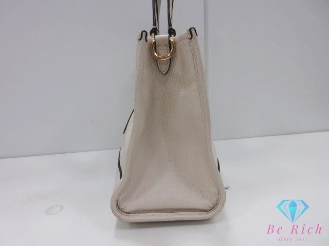 コーチ COACH デンプシー キャリーオール ウィズ パッチ 2way トートバッグ ショルダーバッグ C2004 アイボリー レザー ロゴ ハンドバッグ 鞄 【中古】【送料無料】 bk10473