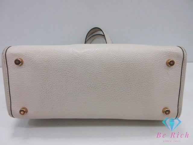 コーチ COACH デンプシー キャリーオール ウィズ パッチ 2way トートバッグ ショルダーバッグ C2004 アイボリー レザー ロゴ ハンドバッグ 鞄 【中古】【送料無料】 bk10473