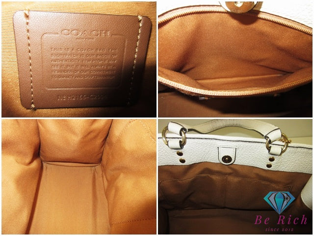 コーチ COACH デンプシー キャリーオール ウィズ パッチ 2way トートバッグ ショルダーバッグ C2004 アイボリー レザー ロゴ ハンドバッグ 鞄 【中古】【送料無料】 bk10473
