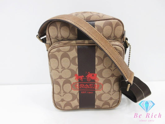 コーチ COACH シグネチャー ショルダーバッグ ポシェット 茶 ブラウン PVC レザー ロゴ クロスボディ 斜め掛け 鞄 【中古】【送料無料】 bk10480