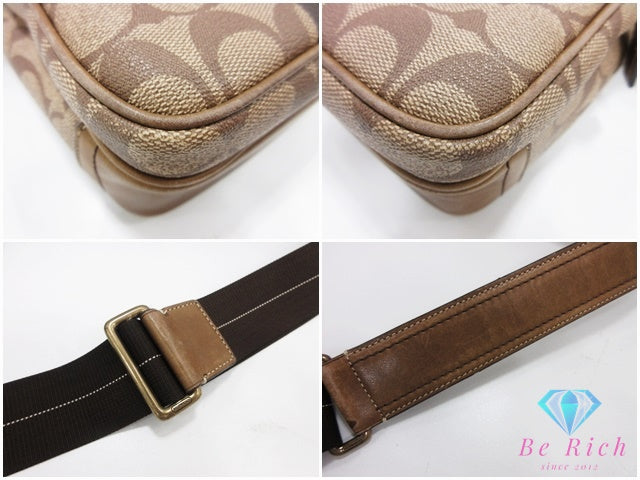 コーチ COACH シグネチャー ショルダーバッグ ポシェット 茶 ブラウン PVC レザー ロゴ クロスボディ 斜め掛け 鞄 【中古】【送料無料】 bk10480
