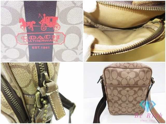 コーチ COACH シグネチャー ショルダーバッグ ポシェット 茶 ブラウン PVC レザー ロゴ クロスボディ 斜め掛け 鞄 【中古】【送料無料】 bk10480