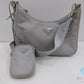 プラダ PRADA Re-Edition 2005 Re-Nylon ショルダーバッグ チェーンハンドバッグ 2way 1BH204 グレー ナイロン ポコノ 三角 プレート ロゴ バッグ 鞄【中古】【送料無料】 bk10488