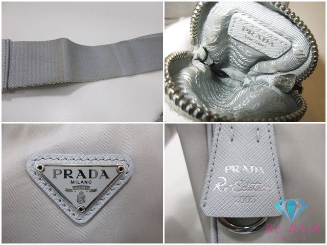 プラダ PRADA Re-Edition 2005 Re-Nylon ショルダーバッグ チェーンハンドバッグ 2way 1BH204 グレー ナイロン ポコノ 三角 プレート ロゴ バッグ 鞄【中古】【送料無料】 bk10488