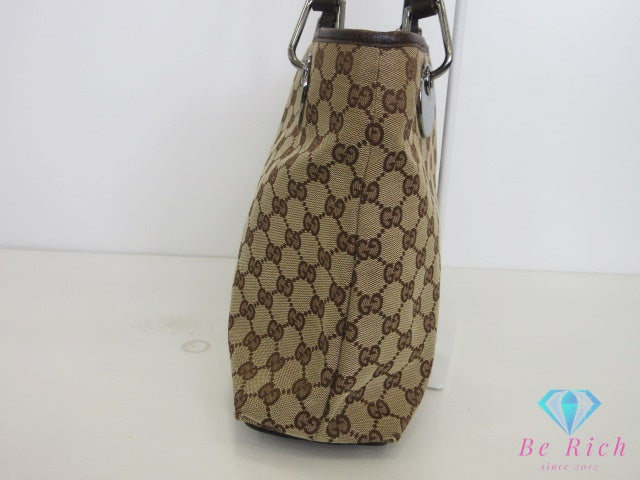 グッチ GUCCI トートバッグ 120837 GG ベージュ ブラウン キャンバス レザー ロゴ ショルダーバッグ ハンドバッグ 肩掛け 鞄 【中古】【送料無料】 bk10489