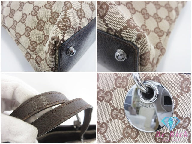グッチ GUCCI トートバッグ 120837 GG ベージュ ブラウン キャンバス レザー ロゴ ショルダーバッグ ハンドバッグ 肩掛け 鞄 【中古】【送料無料】 bk10489