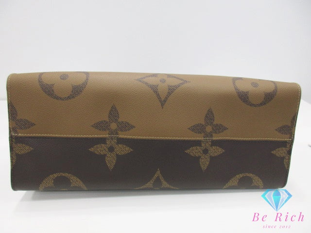 美品 ルイ ヴィトン LOUIS VUITTON モノグラム ジャイアント リバース バイカラー オンザゴー GM M45320 ブラウン 茶 2way ハンド トートバッグ ショルダーバッグ LV ロゴ 鞄  【中古】【送料無料】bk10494