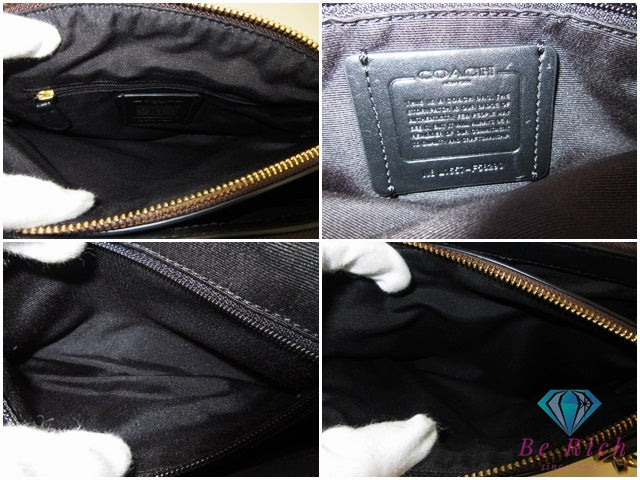 コーチ COACH シグネチャー 2way ハンドバッグ ショルダーバッグ F57521 茶 ダークブラウン 黒 ブラック レザー ロゴ ボストンバッグ 鞄 【中古】【送料無料】 bk10495