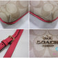 コーチ COACH シグネチャー ショルダーバッグ ポシェット C1554 ライトカーキ ピンク レザー ロゴ ファイルバッグ クロスボディ 斜め掛け 鞄 【中古】【送料無料】 bk10497