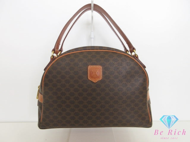 セリーヌ CELINE ハンドバッグ マカダム ブラウン 茶 PVC レザー ブラゾン ロゴ ドーム型 手提げ 鞄 【中古】【送料無料】 bk10500
