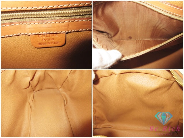 セリーヌ CELINE ハンドバッグ マカダム ブラウン 茶 PVC レザー ブラゾン ロゴ ドーム型 手提げ 鞄 【中古】【送料無料】 bk10500